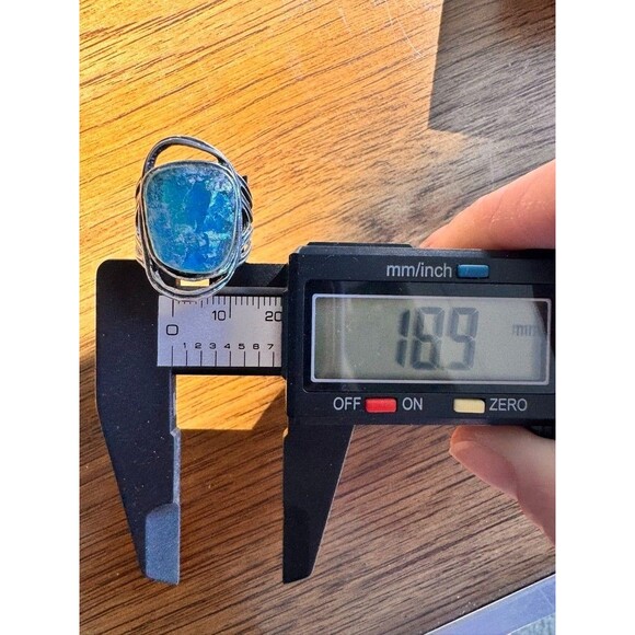 Vintage PZ Israel Roman Glass & Sterling Silver Ring, Size 8.8 by Paz Blue 925 - Picture 15 of 16